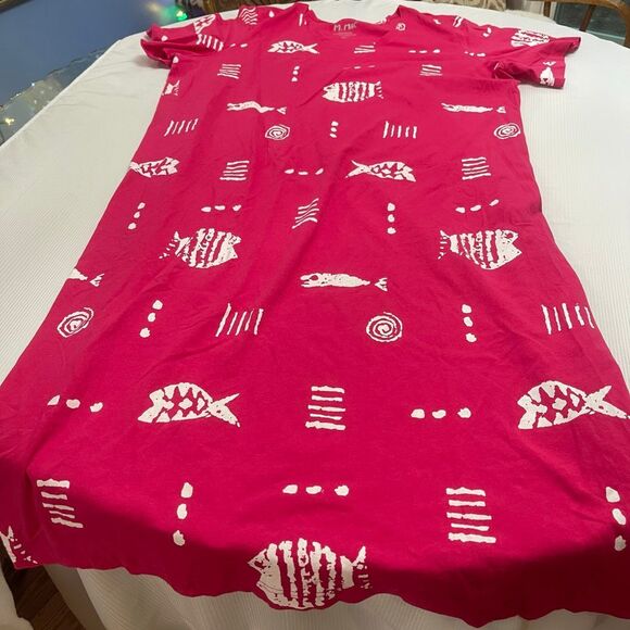 M. Mac Vermont Country Store Pink White Cotton Fish Dress Plus Size 4X - Picture 1 of 5